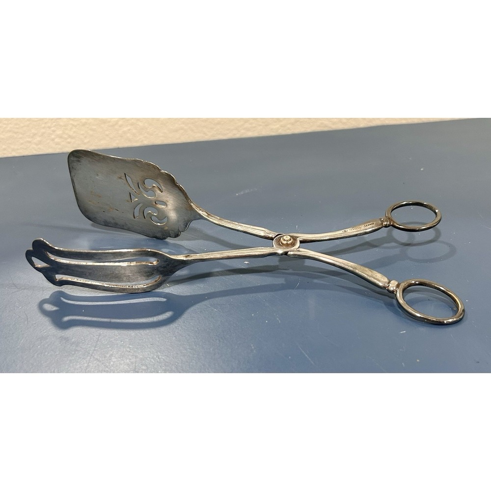 SHEFIELD England SCISSOR‎ SALAD TONGS / Pastry Server - EPNS